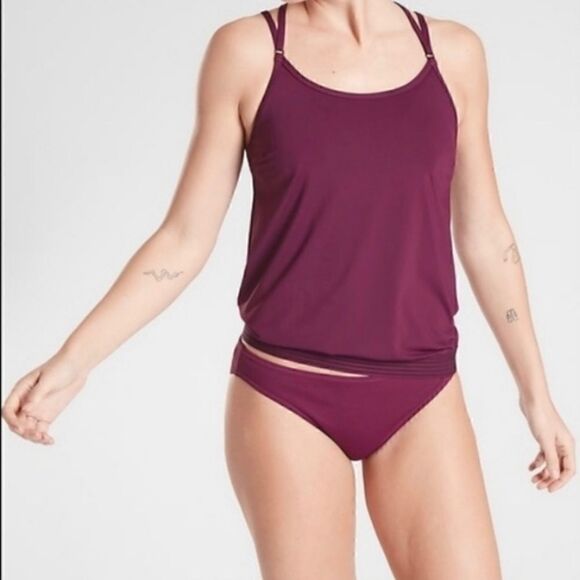 ATHLETA Cross Back Swim Tank, Magenta Pink, Size 32B/C NWT $74 - Picture 2 of 14